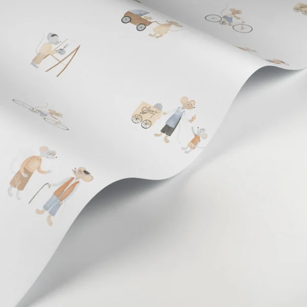 Neighbors Of The Village Wallpaper - Naturel by multicolour children's wallpaper