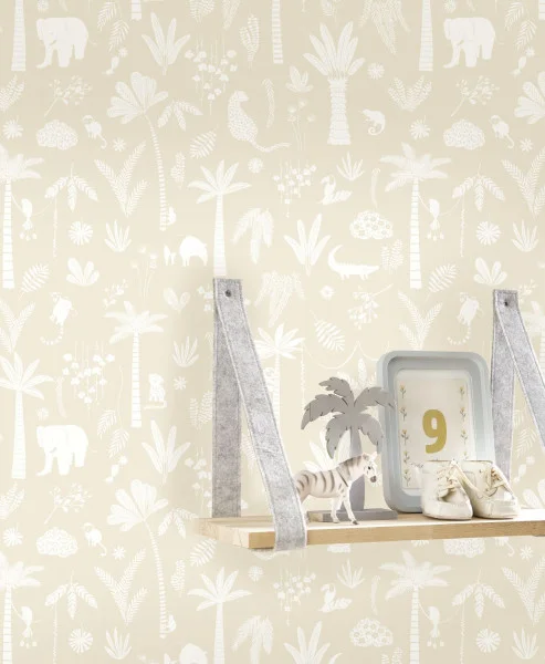 Poetic Jungle Wallpaper - Lin by neutral children's wallpaper