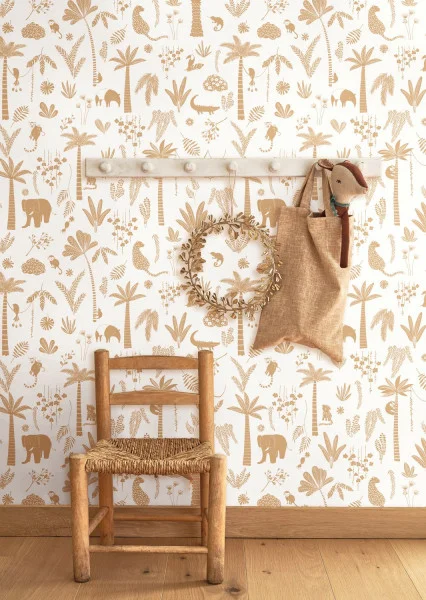 Poetic Jungle Wallpaper - Olive by green children's wallpaper
