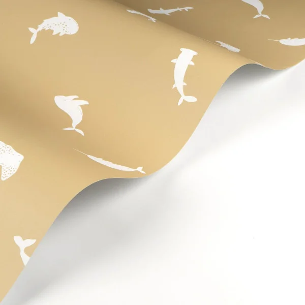 Poetic Sea Wallpaper - Olive by green children's wallpaper