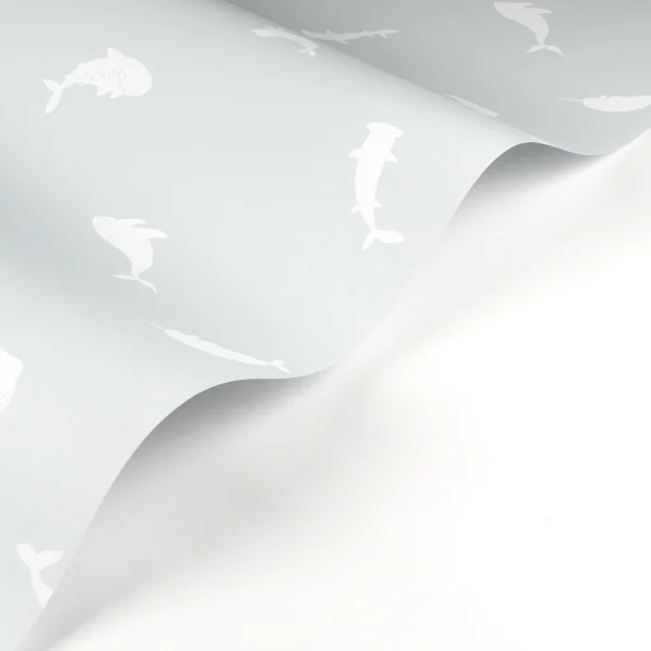 Poetic Sea Wallpaper - Gris Baleine by white children's wallpaper