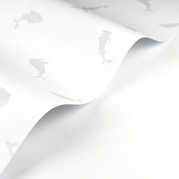 Poetic Sea Wallpaper - Gris Baleine by white children's wallpaper
