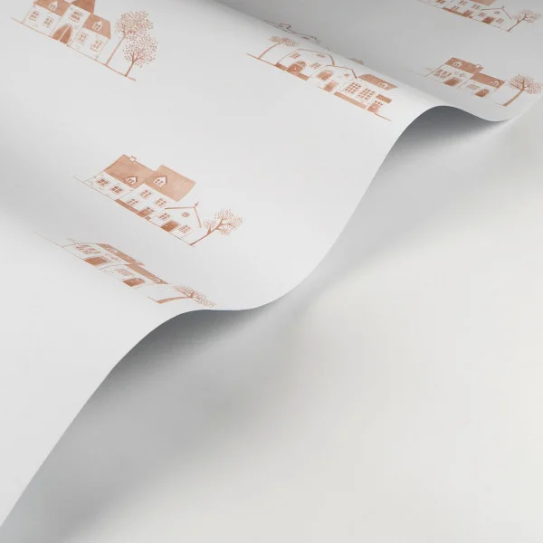 Walk In The Village Wallpaper - Brique by red children's wallpaper