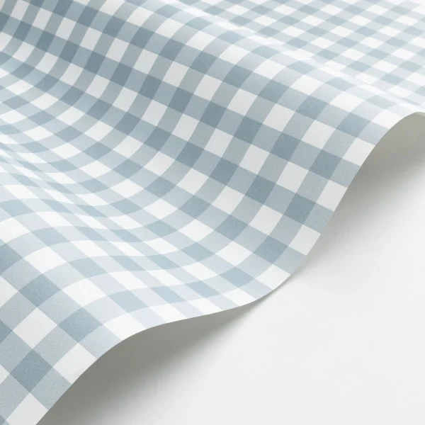 Vichy Wallpaper - Bleu Orage by blue checked wallpaper