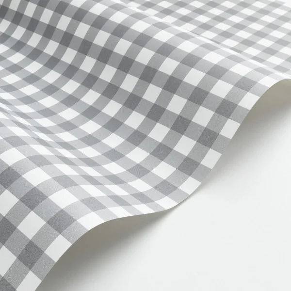 Vichy Wallpaper - Anthracite by black-grey checked wallpaper