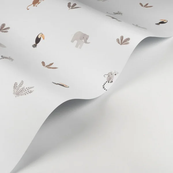 Companions Of The Jungle Wallpaper - Naturel by black-grey children's wallpaper