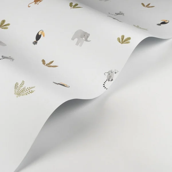 Companions Of The Jungle Wallpaper - Vert Feuille by green children's wallpaper