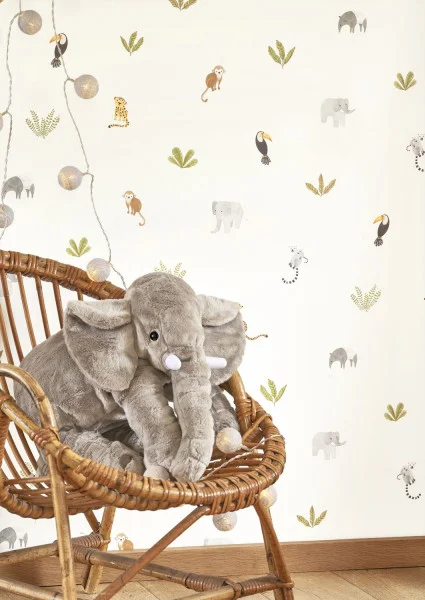 Companions Of The Jungle Wallpaper - Vert Feuille by green children's wallpaper