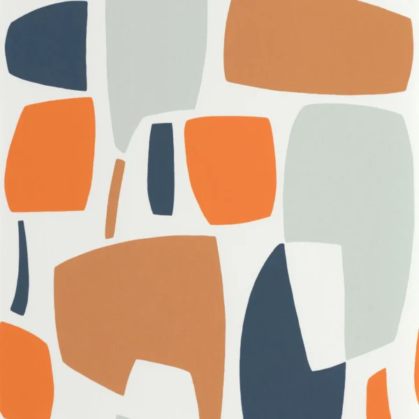Module Wallpaper - Orange / Celadon by blue misc wallpaper from casadeco