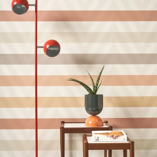Rythmic Wallpaper - Naturel by brown geometric wallpaper