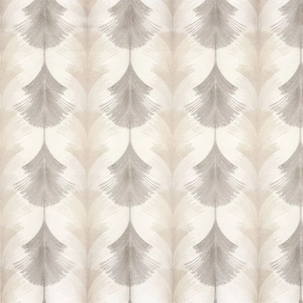 Aude Fabric - Beige by white misc embroideried fabric from Camengo
