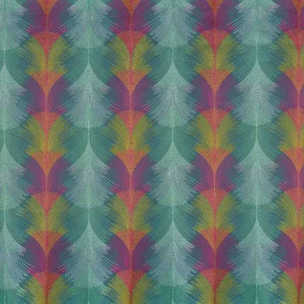 Aude Fabric - Paon by green misc embroideried fabric from Camengo