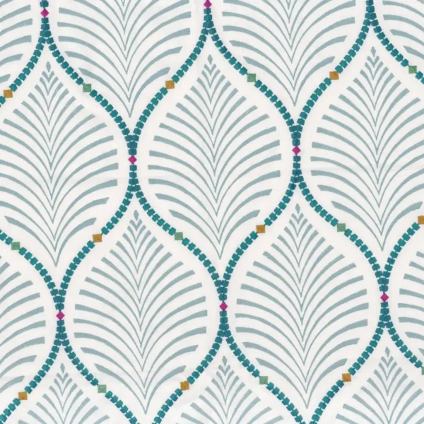 Jade Fabric - Bleu Paon by blue misc embroideried fabric from Camengo