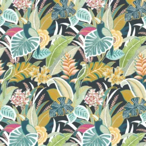green botanical printed fabric from Camengo