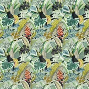 green botanical velvet-chenille fabric from Camengo
