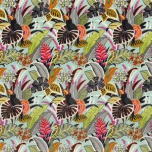 multicolour botanical velvet-chenille fabric from Camengo