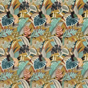 multicolour botanical velvet-chenille fabric from Camengo