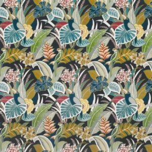 multicolour botanical velvet-chenille fabric from Camengo
