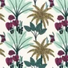 green botanical embroideried fabric from Camengo