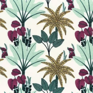 green botanical embroideried fabric from Camengo