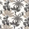 black-grey botanical embroideried fabric from Camengo