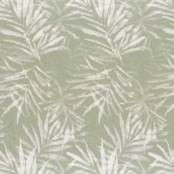 Sao Paulo Fabric - Vert by green botanical cotton fabric from Camengo