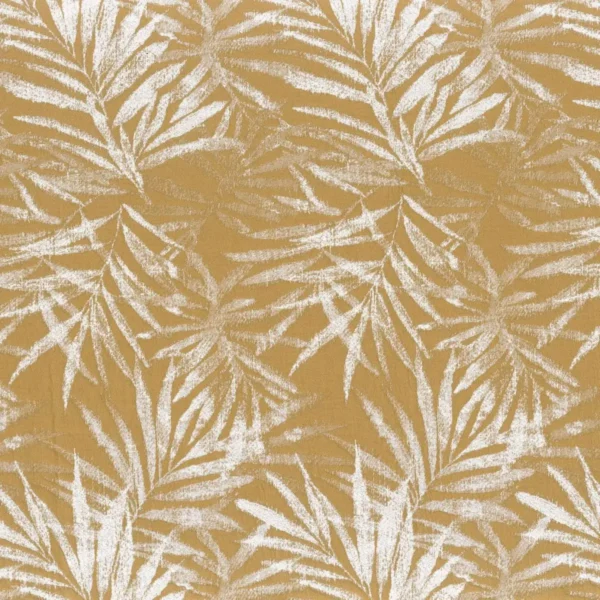 Sao Paulo Fabric - Jaune by yellow botanical cotton fabric from Camengo