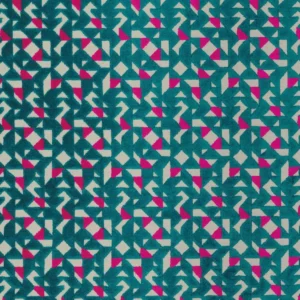 green geometric velvet-chenille fabric from Camengo