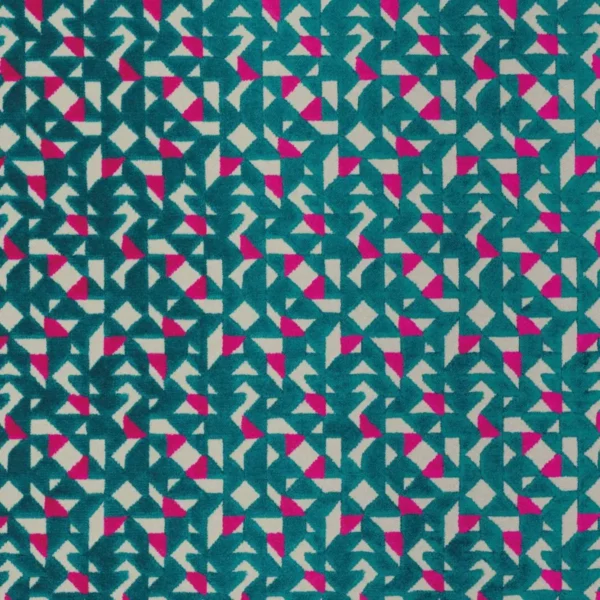 Precieux Fabric - Emeraude by green geometric velvet-chenille fabric from Camengo