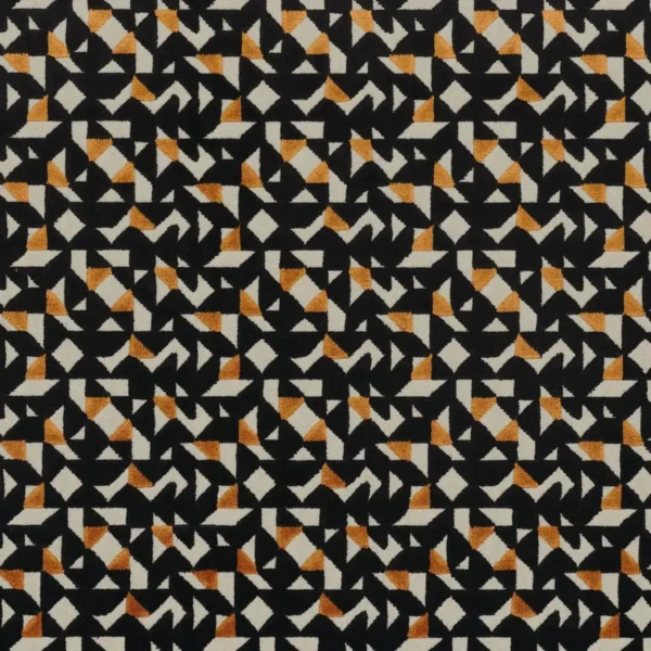 black-grey geometric velvet-chenille fabric from Camengo