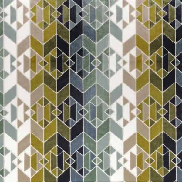 Jackson Square Fabric - Jaune by multicolour geometric jacquard fabric from Camengo