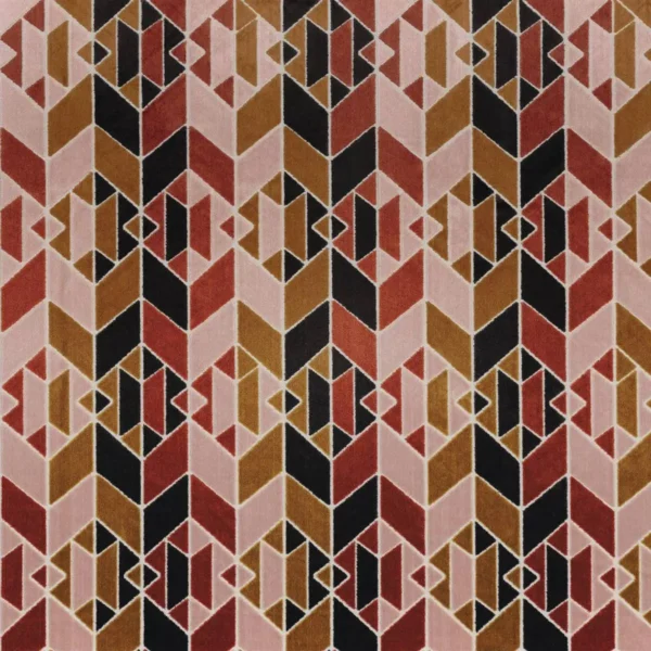 Jackson Square Fabric - Terracotta by multicolour geometric jacquard fabric from Camengo