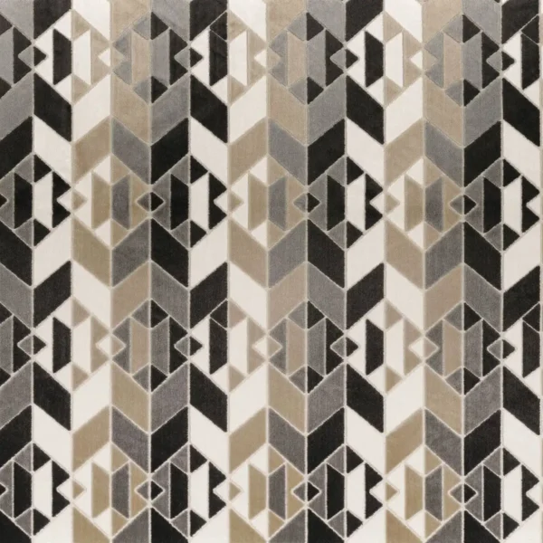 black-grey geometric jacquard fabric from Camengo