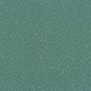 green geometric embroideried fabric from Camengo