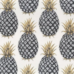 black-grey botanical jacquard fabric from Camengo