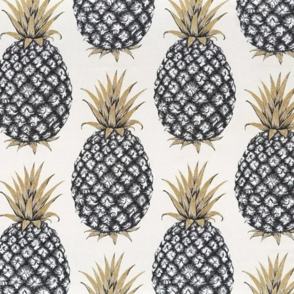 Creole Fabric - Or by black-grey botanical jacquard fabric from Camengo