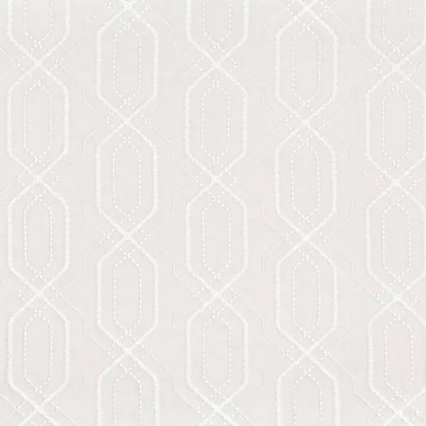 Congo Square Fabric - Blanc by white geometric embroideried fabric from Camengo