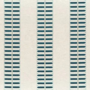 blue geometric embroideried fabric from Camengo