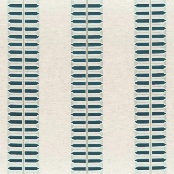 Corco Vado Fabric - Navy by blue geometric embroideried fabric from Camengo
