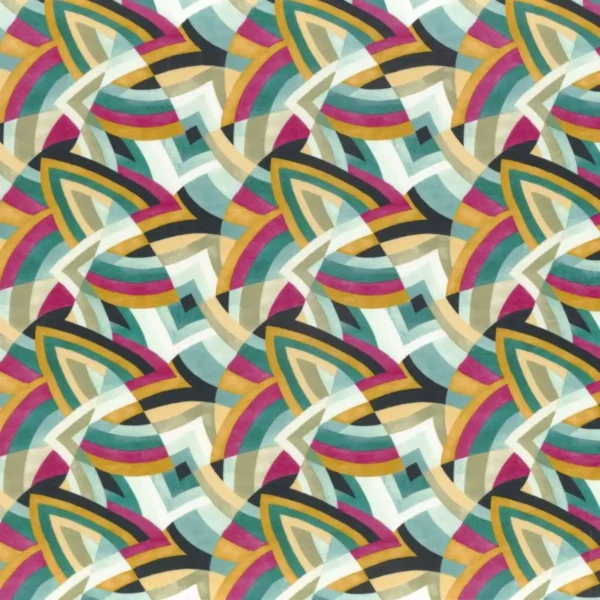 Capoeira Fabric - Hollywood by multicolour geometric velvet-chenille fabric from Camengo