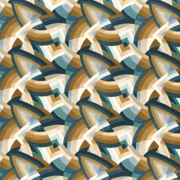Capoeira Fabric - Navy by multicolour geometric velvet-chenille fabric from Camengo
