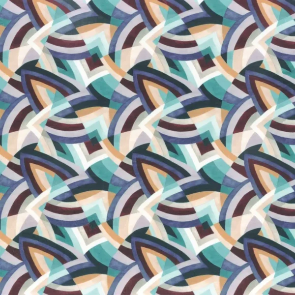 Capoeira Fabric - Boreale by blue geometric velvet-chenille fabric from Camengo
