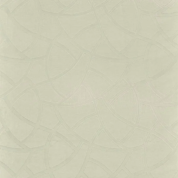 Copa Cabana Fabric - Amande by white geometric embroideried fabric from Camengo