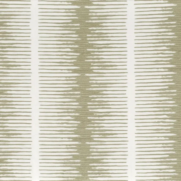 Particule Fabric - Sauge by green striped embroideried fabric from Camengo