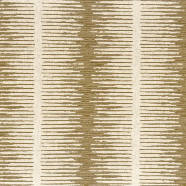 Particule Fabric - Ocre by brown striped embroideried fabric from Camengo