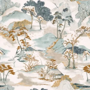 neutral botanical linen fabric from Casamance