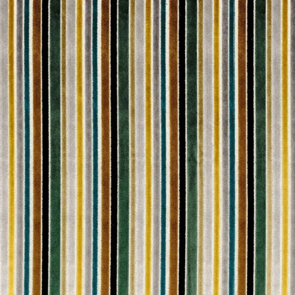 Georges Fabric - Vert Multico by green striped velvet-chenille fabric from Casamance