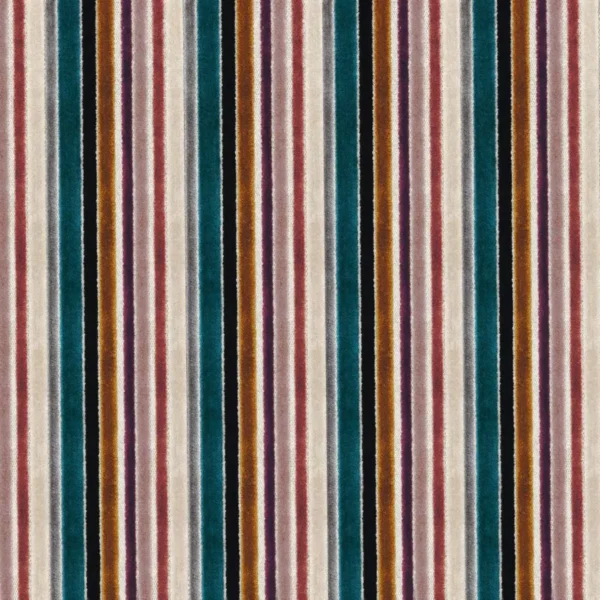 Georges Fabric - Parme Multico by multicolour striped velvet-chenille fabric from Casamance