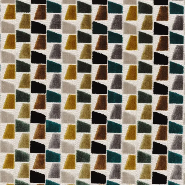 Paddington Fabric - Vert Multico by multicolour geometric velvet-chenille fabric from Casamance