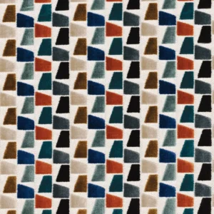 blue geometric velvet-chenille fabric from Casamance